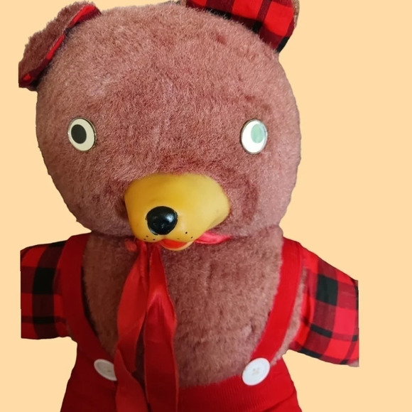 Vtg 2 bears plush w/rubber snout - Picture 7 of 9